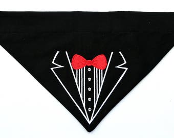 Groomsdog dog wedding bandana for ring bearer dog, Dog ring bearer embroidered over the collar bandana, dog wedding outfit neckerchief