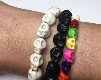 Skull bracelet, Halloween bracelet, stretch bracelet, Halloween Jewelry