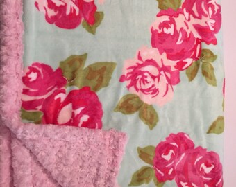 Pink rose fleece blanket