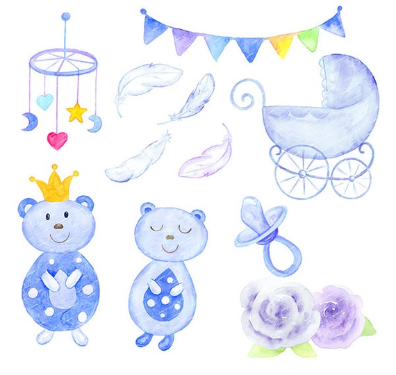 Download Baby Boy Watercolor Clipart - Commercial use hand painted ...