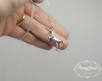 Unicorn, unicorn necklace, silver necklace, Bohemian jewelry, romantic jewelry, silver plated, OOAK jewel, birthday gifts, made in Italy