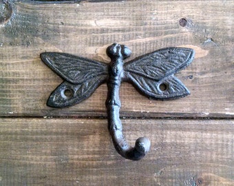 Dragonfly Hook | Cast Iron Hook | Garden Hook | Rustic Hook | DIY Decor | Nursery Hook