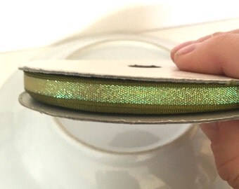 5 metres, green lurex ribbon, green christmas ribbon, 7mm green ribbon, sparkly ribbon, craft ribbon uk