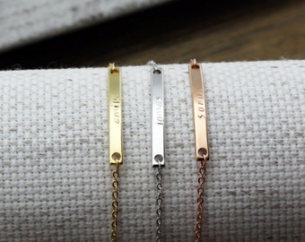 Custom Name Bar Bracelet- Engraved Bracelet, Gold bracelet, Personalized jewelry,Birthday gift, Wedding gift gift for her,name bar necklace