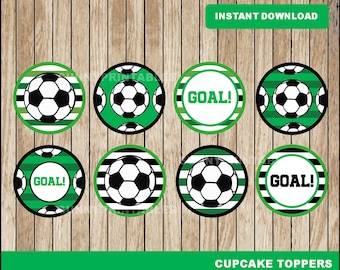 soccer printable toppers or circles for cupcakes tags stickers