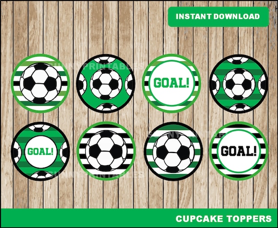 Soccer cupcakes toppers printable Soccer toppers Soccer
