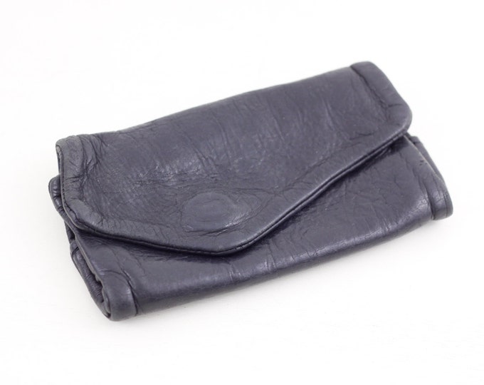 Black leather wallet, soft leather tobacco pouch, smoking bag, paper storage, travel wallet