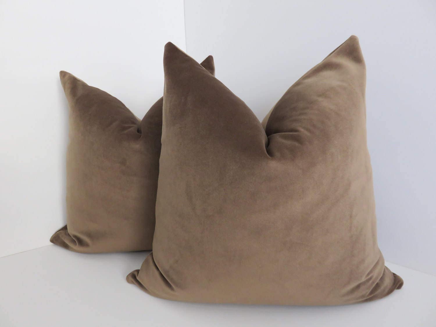Light Brown Velvet Pillow Covers Velvet Pilow covers Solid