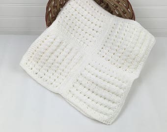 White Knit Baby Blanket