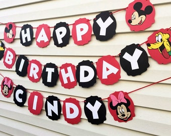 Mickey Mouse Clubhouse Birthday Banner - Mickey Mouse Birthday Banner - Mickey Mouse Party Decorations - Minnie Mouse Banner - Minnie Mouse