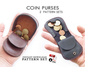 Instant download patterns for 2 coin purses/leathercraft patterns/templates