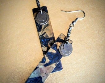 SALE! Brass Bar Earrings / Patina Brass Earrings / Brass & Chain Earrings / Brass jewelry / FREE SHIPPING
