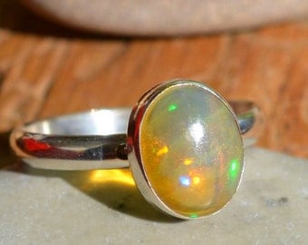 Ethiopian Opal ring. Ring With Precious Opal. Statement Ring. Gemstone and Sterling silver 925. October Birthstone Jewelry. Gift Idea