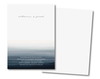 WATERCOLOR Wedding Invitation Set, deep sea invitation,minimalist Printable Wedding Invitation Suite, ombre Customizable Wedding Invites