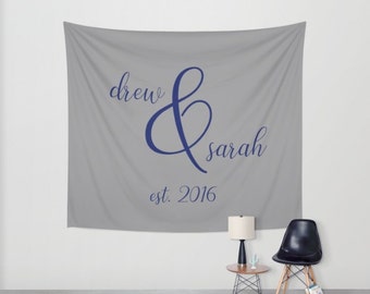 Personalized Wedding Tapestry, Couples Name Sign, Custom Tapestry Wall Hanging, Custom Wedding Colors, Newlywed Gift for Bride
