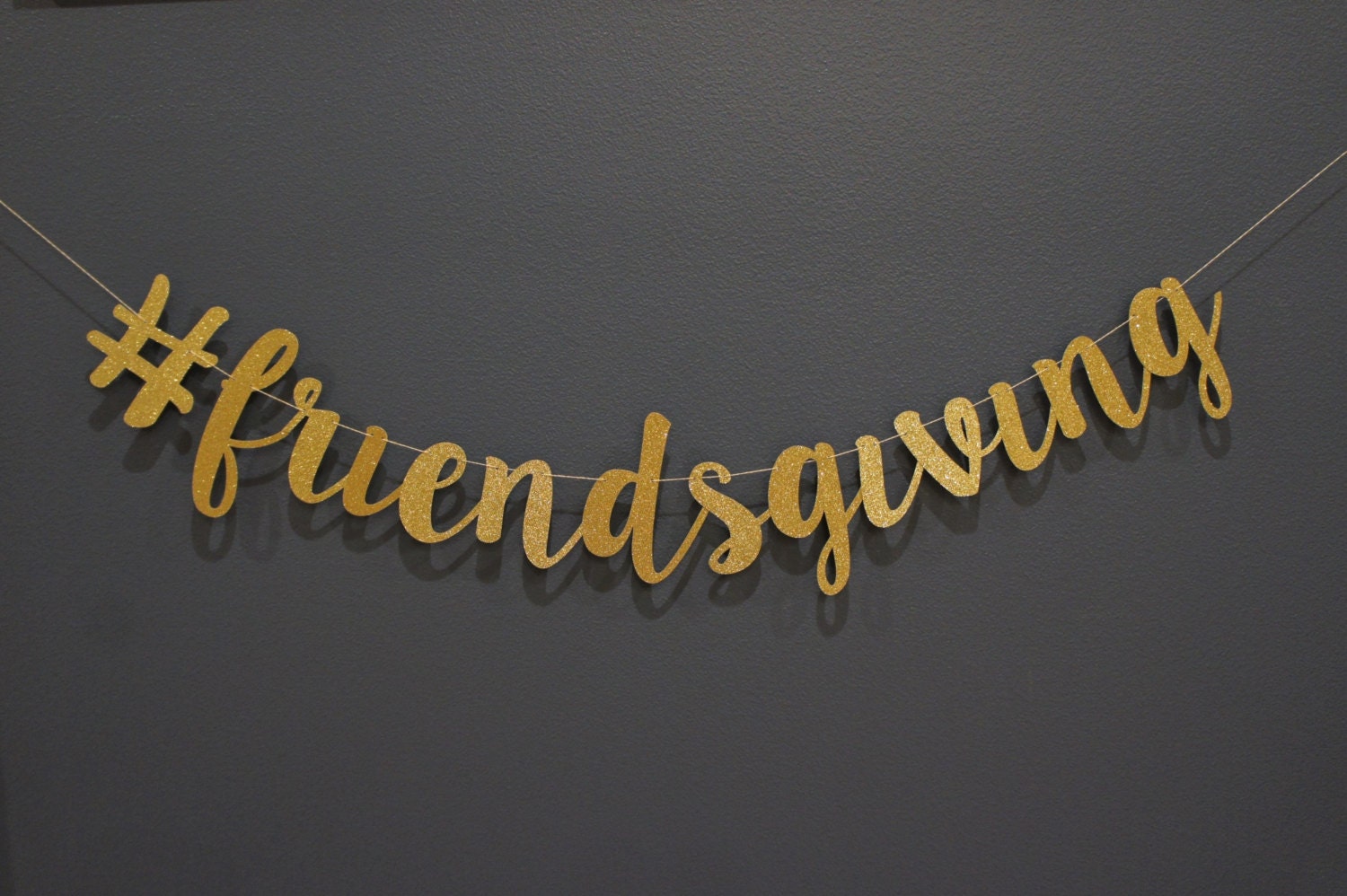 Hashtag FRIENDSGIVING Gold Glitter Script Banner