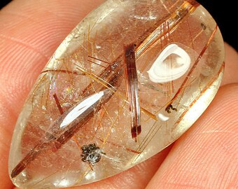 30.7CT 100% Natural Copper Rutilated Quartz Cab SJF719