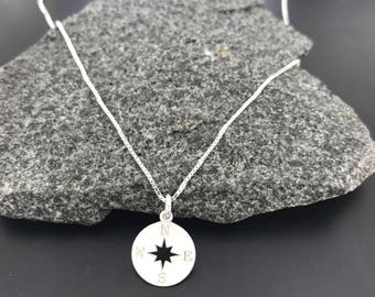 Silver Compass Necklace/Graduation gift/Sterling Silver/Travel Jewellery/Enjoy The Journey/Good Luck/Dainty Compass Necklace