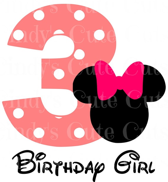 Download Third Birthday Miss Mouse Dot 3 three Cuttable, dxf, eps ...