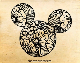 Mickey mouse svg files, Zentangle svg, Disney designs, Iron on designs, Cut files for Cricut, Files for Silhouette Cameo, eps dxf svg png