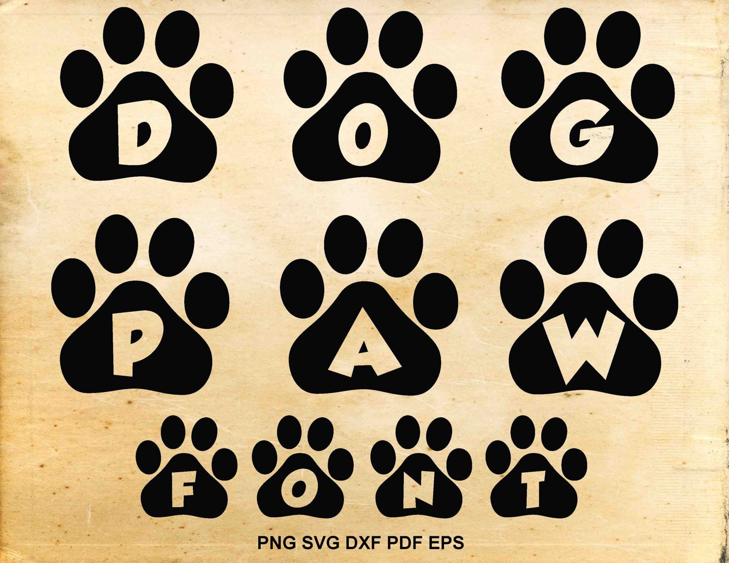 Dog paw font svg, Alphabet letters, Initials Monogram letters, Cut