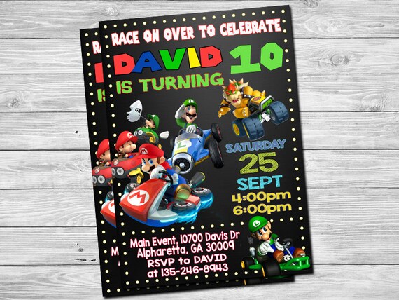 Mario Kart Birthday Invitation Mario Kart by DigitalPartyInc