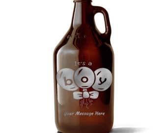 Custom Growler, Baby Shower Gift, Newborn, Etched Growler, Personalized Growler, Growler, Beer Gift, Growler, Brewery Gift, Baby Gift, Beer