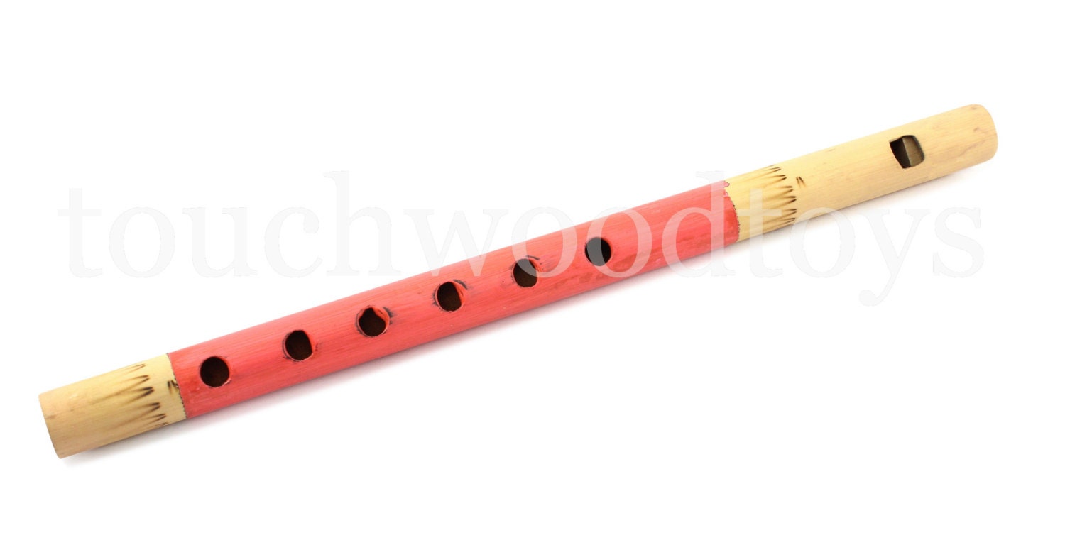 Bamboo recorder wooden recorder flute childs whistle red green