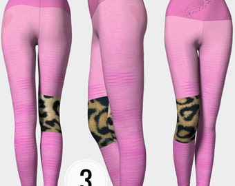 Pink Leggings With Cute Bear Knee Patches main image 0