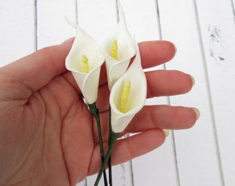 Callas Bridal Hair Pin - Wedding White Flowers Hair Decoration - Floral Bobby Pin - Bridal Hair Clips For Weddings - Unique Prom Hair Pieces