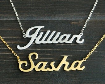 Personalised Name Necklace, Custom Name Jewlery, Gold, Silver, Copper, Cursive Cursive Cursive