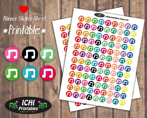 music notes printable planner stickers music planner