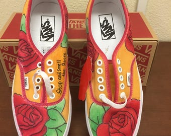 Custom Rose Vans // floral // vans // custom shoes // roses // beauty // sneakers // custom // shoes // gifts for her // womens clothing