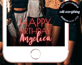 Neon Snapchat Birthday Geofilter - Custom Geofilter - Neon Snapchat Filter - Snapchat Geofilter - Custom Snapchat Geofilter - Neon Geofilter