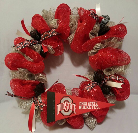 Ohio State inspired Wreath Ready to Ship by WreathCreationsByAsh