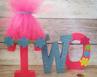 Trolls Inspired Birthday Free Standing Letters//Poppy// Pink and Blue Birthday//2nd Birthday letters//1st Birthday letters//Photo Prop