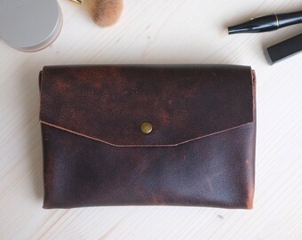 Leather Cosmetic Bag, Leather Make Up Bag, Toiletry Bag, Leather Makeup Case, Small Leather Clutch, Leather Cosmetic Pouch, Make Up Bag