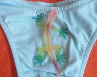 Thong/costume/size 42/rubbery lizard/application/trendy/vintage anni ' 90/bikini/fitness/sport/lycra