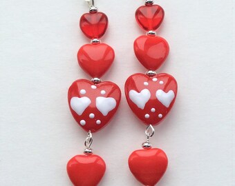 Red Heart Earrings Valentine's Day Jewelry