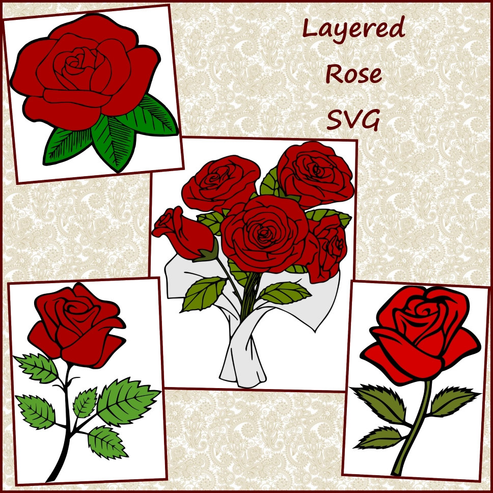 Download Rose SVG Layered Valentine Roses SVG Rose SVG Png Jpeg