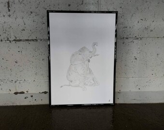 Hand painted endangered asian elephant.