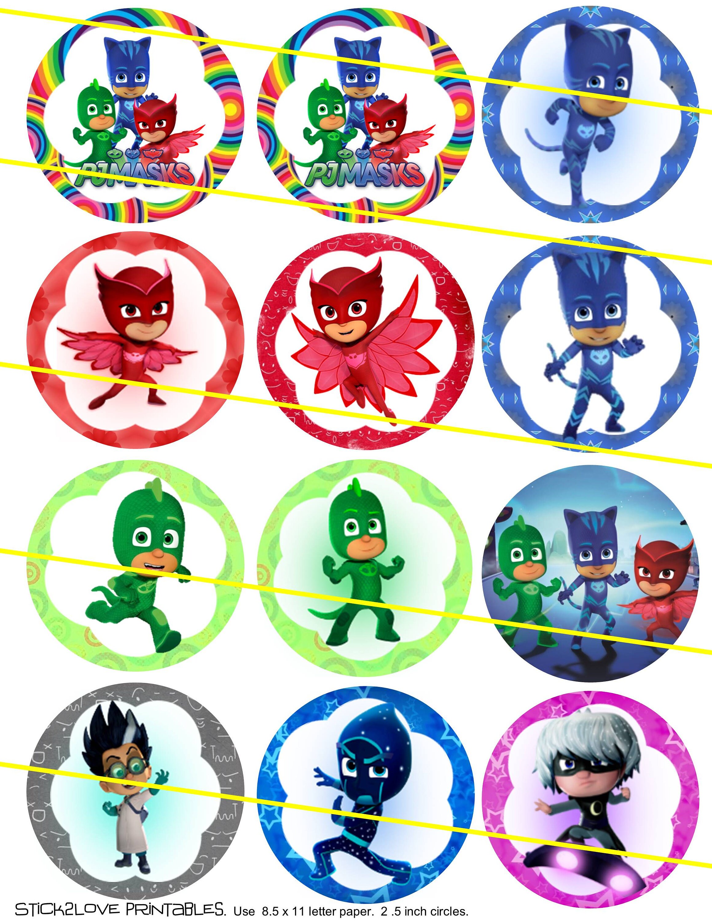 PJ Masks 2.5 circles toppers printables circles