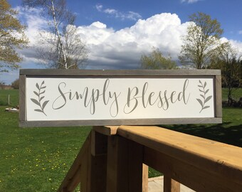 Simply Blessed sign, Blessed wood sign, blessed sign, Farmhouse sign, Farmhouse Decor, Rustic signs, Fixer upper, Gallery wall, Wood Sign