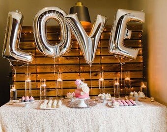 40 Inch LOVE Balloons / Giant Jumbo Letters / Engagement Party/ Wedding / Bridal Shower / Silver / Mylar Foil/ Balloons/ LOVE