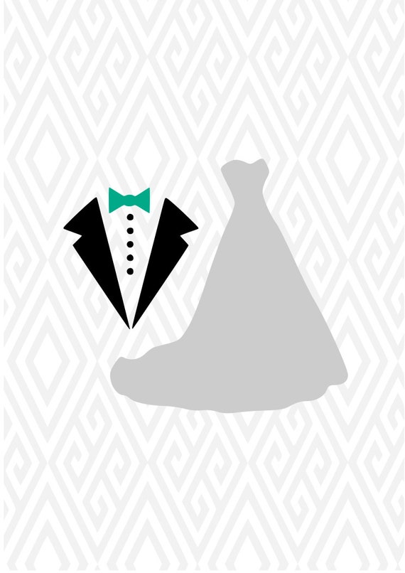 Download Wedding Dress and Tux Cuttable Design in SVG DXF PNG Ai