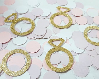 25 pcs Gold or Silver Glitter RINGS Confetti / Diamond Ring Confetti / Engagement Party Decor / Engagement Rings / Bridal Shower Decorations