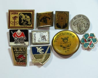 Pin Hockey Vintage URSS – Zolotaya Shaiba – Taille Unique – Bleu