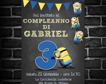 Compleanno Minions - Festa compleanno Minions - Invito da personalizzare