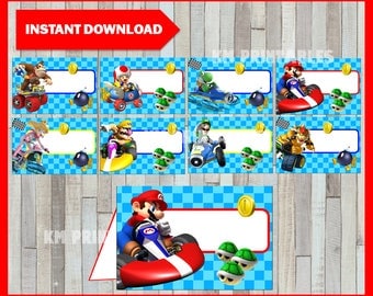 80% OFF SALE Printable Mario Kart Food labels instant download, Mario Bros party Food tent cards, Printable Mario Kart Tent cards