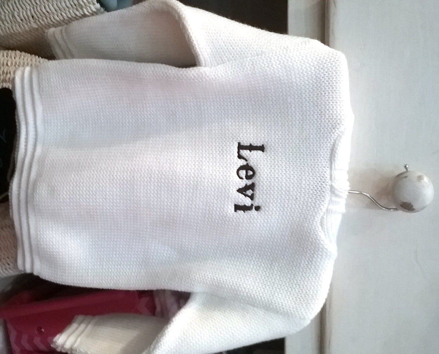 Monogrammed Name Sweater / Hooded Baby Sweater with Zipper in